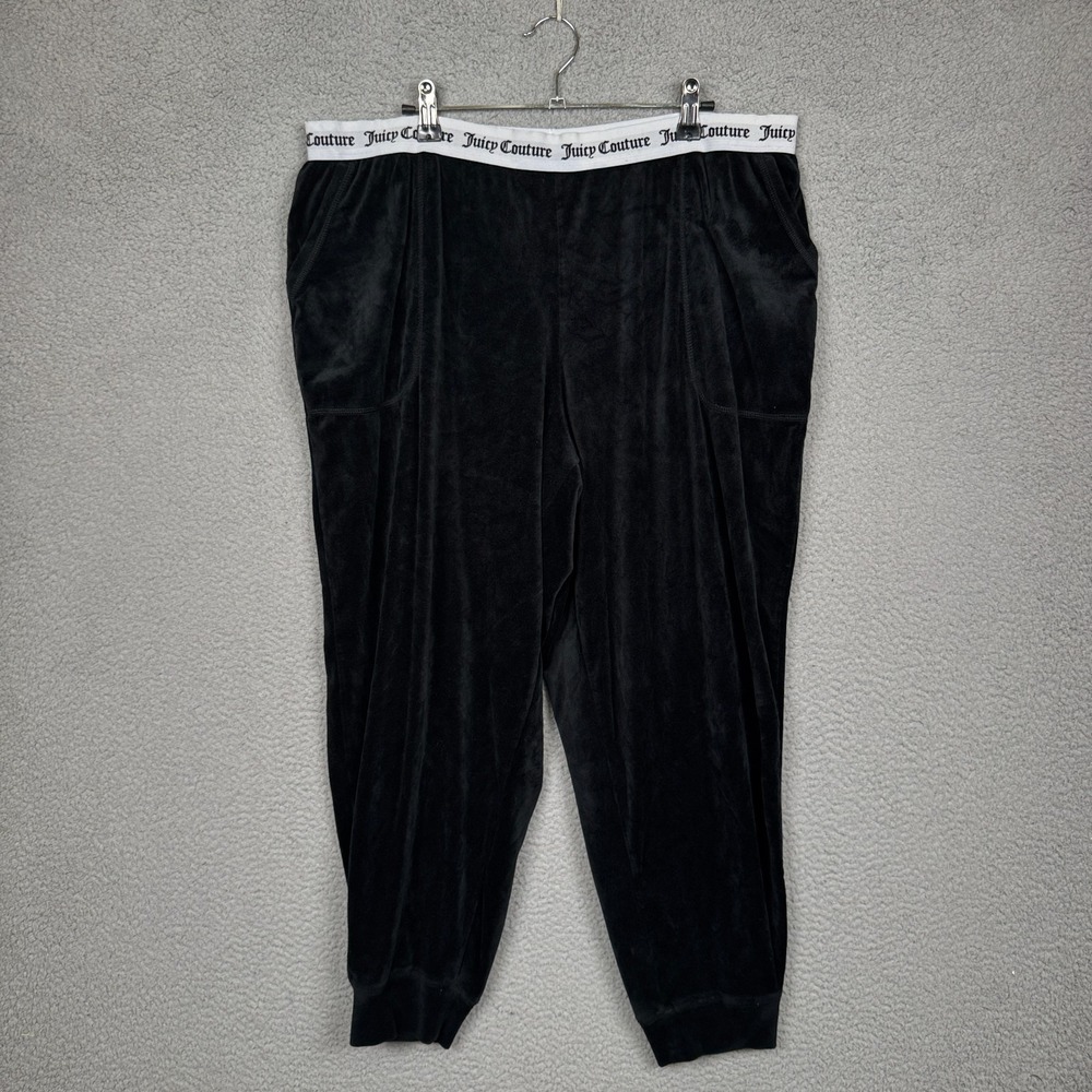 Juicy Couture Sleepwear‎ Bottoms Women 1X Black Velour Stretch Y2K Comfort Cozy